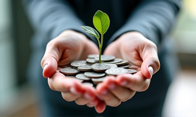 Financial analyst reviewing green steady market trends